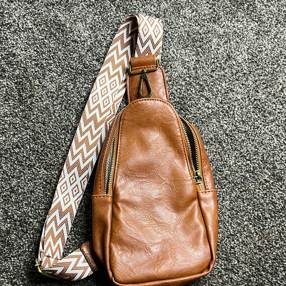 Brown leather mini backpack